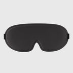 Black round contoured sleep mask, supplier front view; draft Round-Black variant.